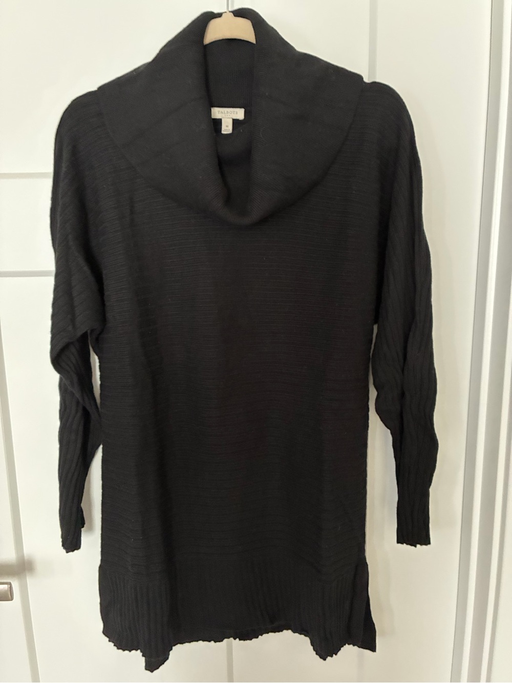 Talbots Black Cowl Neck Long Ribbed Sweater